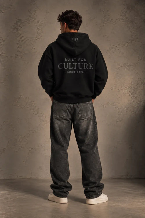 Built For oversized hoodie zwart, achterkant, productfoto
