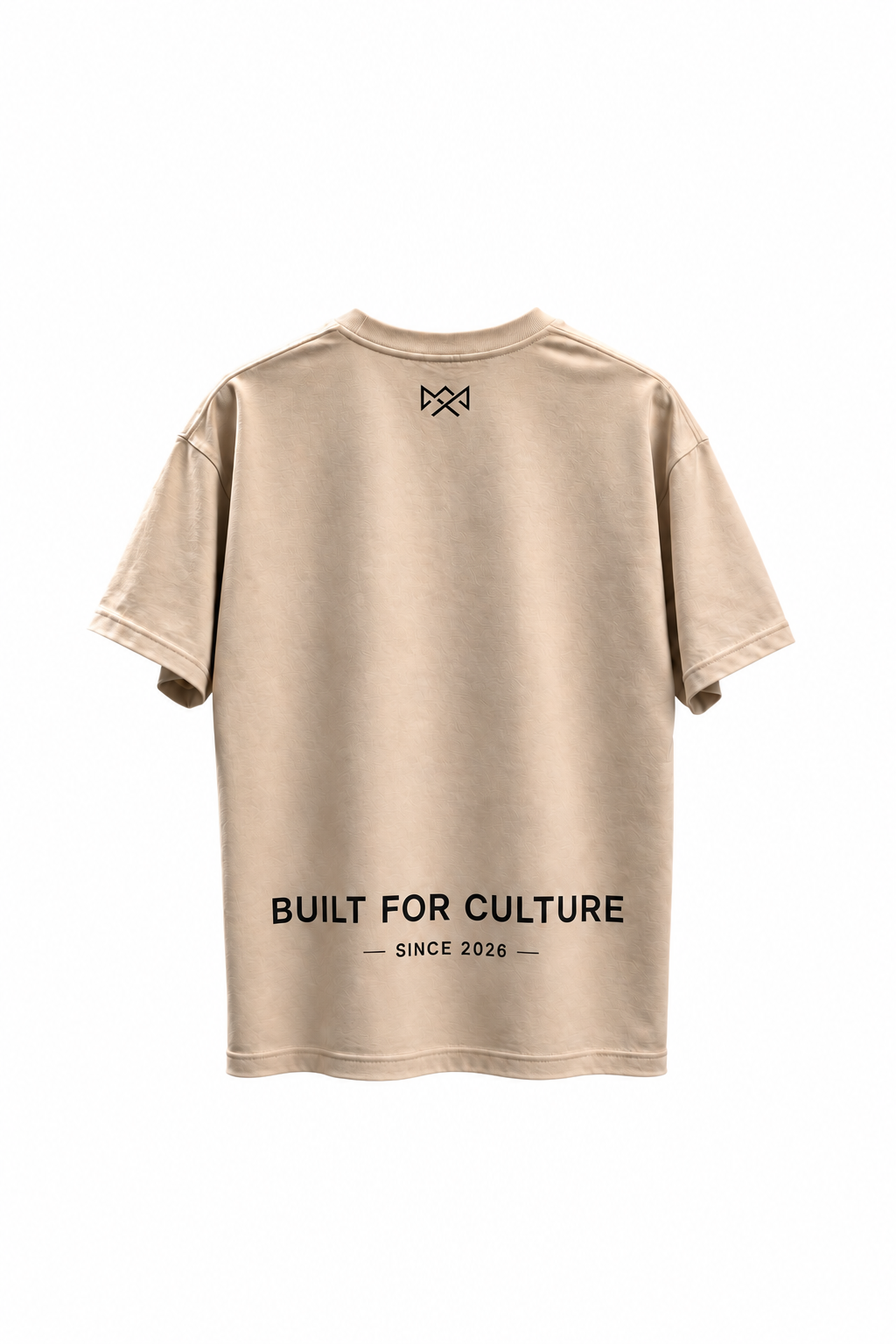 Built For oversized T-shirt zand met zwarte lower print opdruk, achterkant