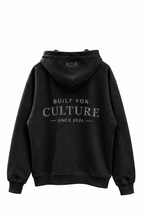 Built For oversized hoodie zwart met zwarte opdruk, achterkant