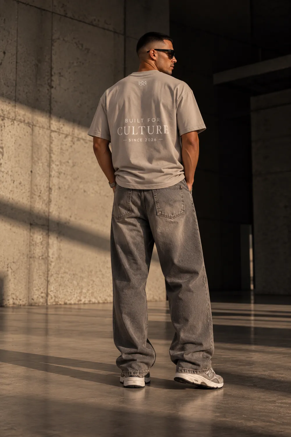 Built For oversized T-shirt beige, achterkant, productfoto