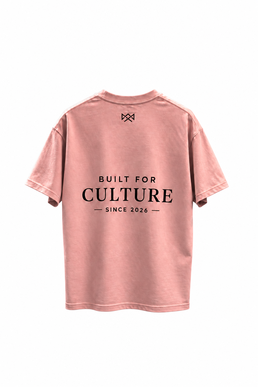 Built For oversized T-shirt roze met zwarte opdruk, achterkant