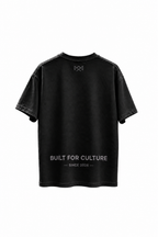 Built For oversized T-shirt zwart met zwarte lower print opdruk, achterkant