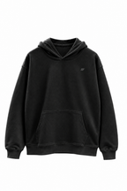 Built For oversized hoodie zwart met zwarte opdruk, voorkant
