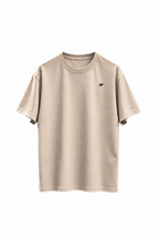 Built For oversized T-shirt zand met zwarte lower print opdruk, voorkant