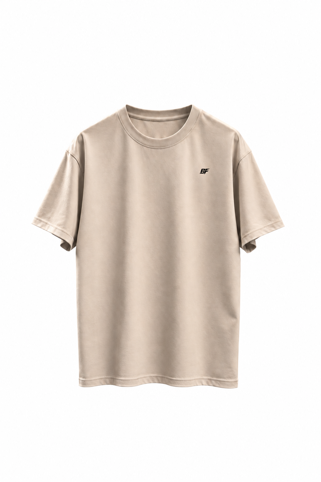 Built For oversized T-shirt zand met zwarte lower print opdruk, voorkant