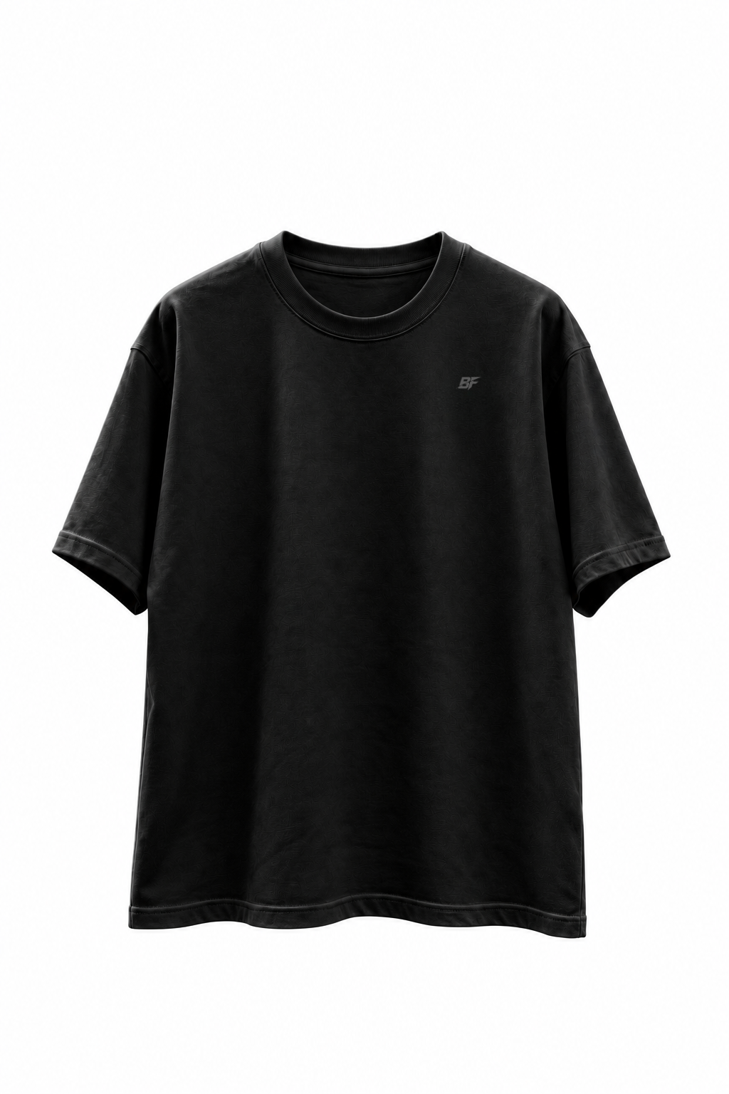 Built For oversized T-shirt zwart met zwarte lower print opdruk, voorkant